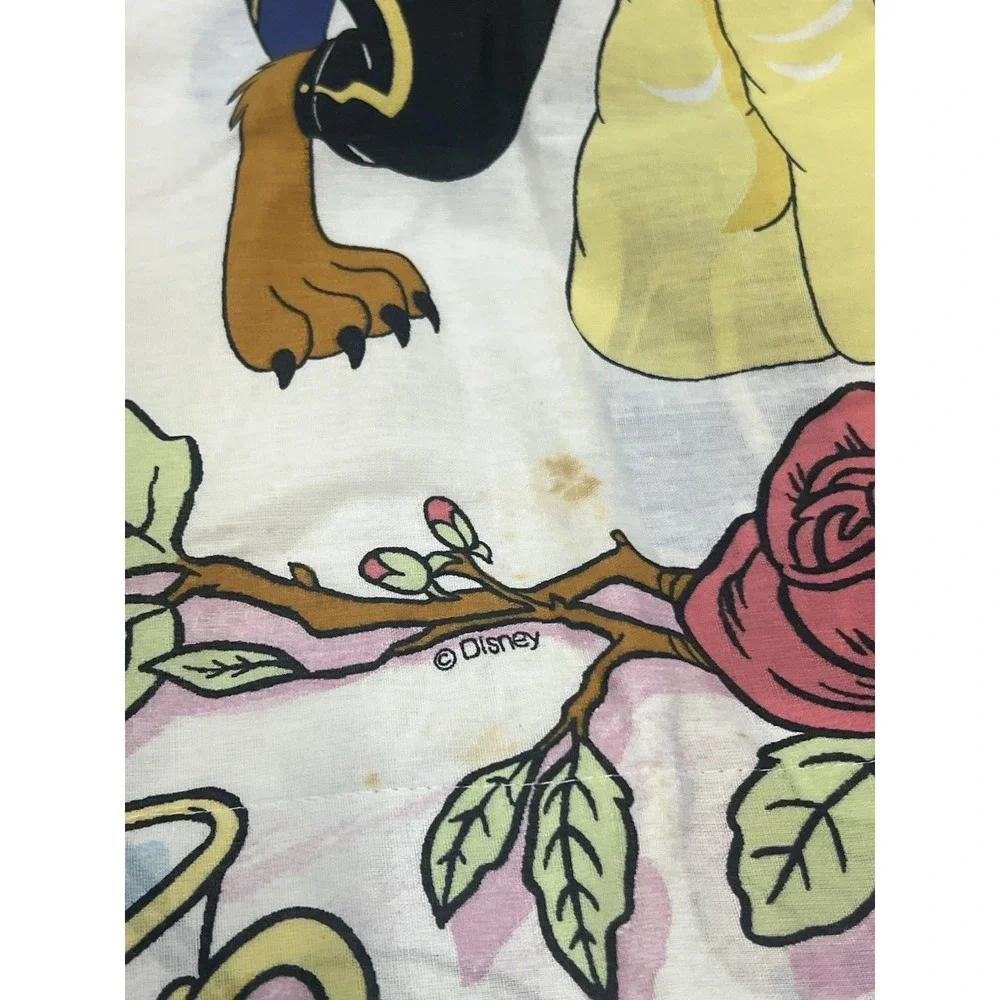 VTG 90s Pillow Case Size Standard Beauty and the Beast Made USA 2 Sided Sham Lot